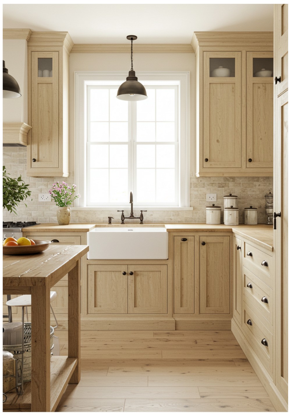 Farmhouse Sand Kitchen Cabinets
