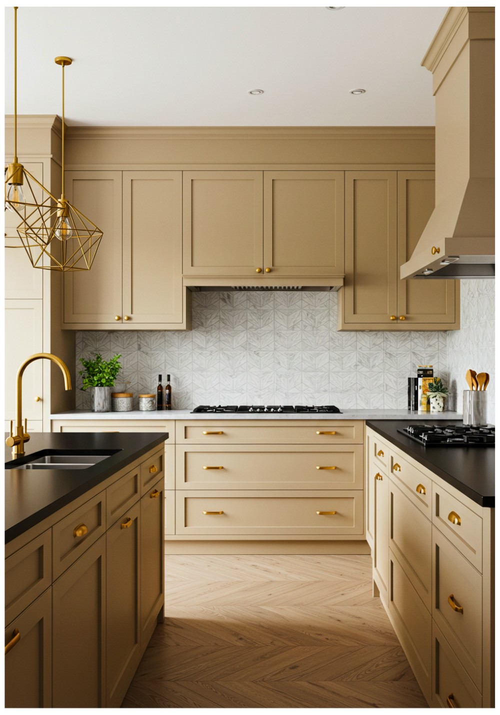 Contemporary Sand Kitchen Cabinets