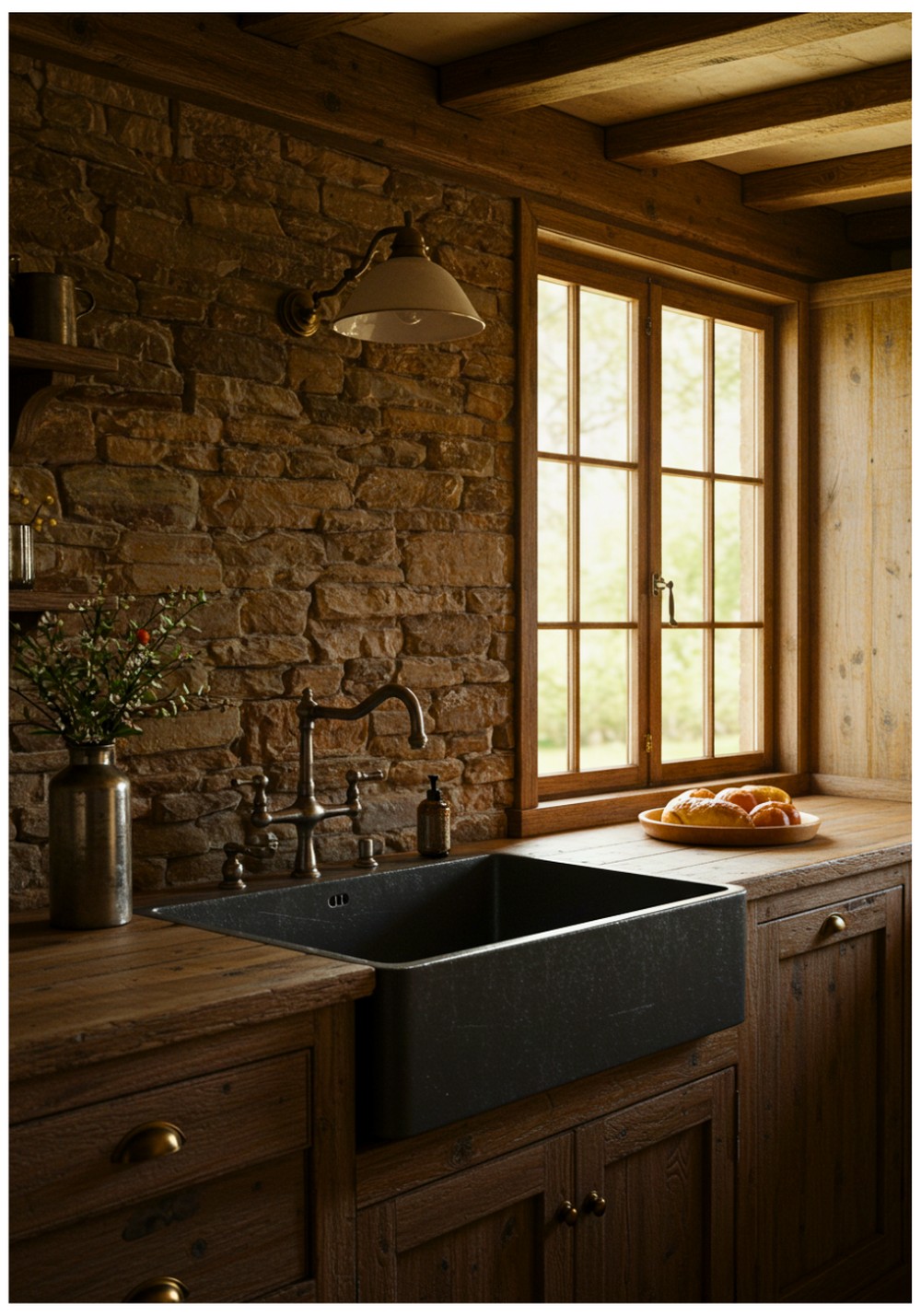 Rustic Stone Backsplash Kitchen