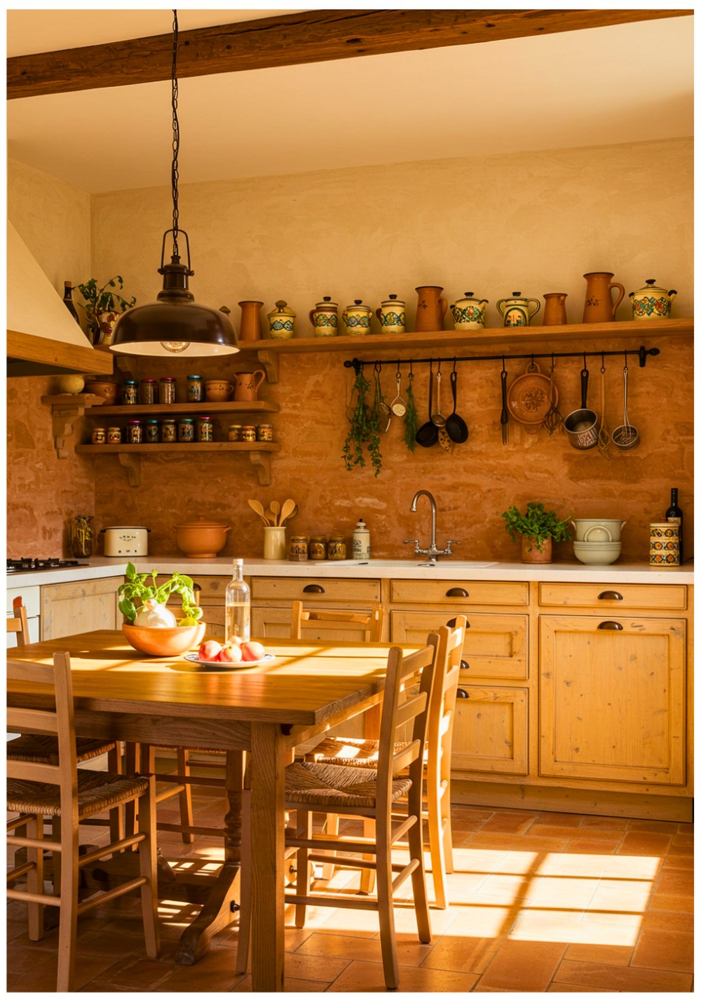 Mediterranean Stone Backsplash Kitchen