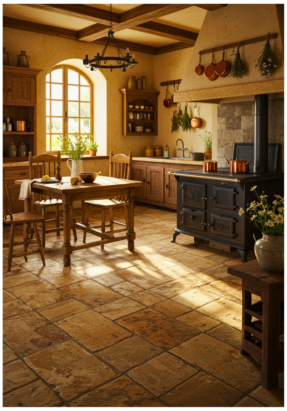 Rustic Stone Kitchen Floor