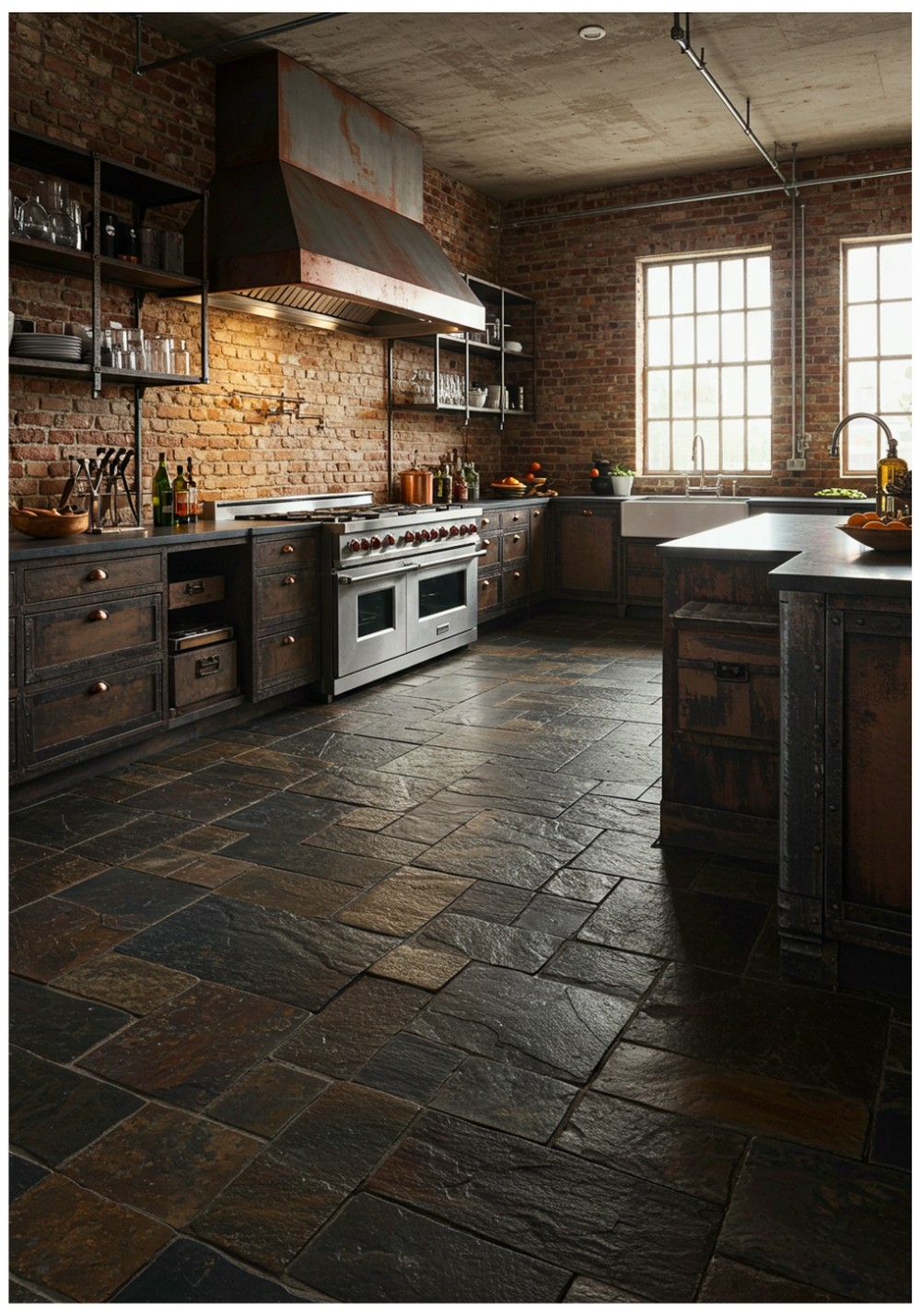 Industrial Stone Kitchen Floor