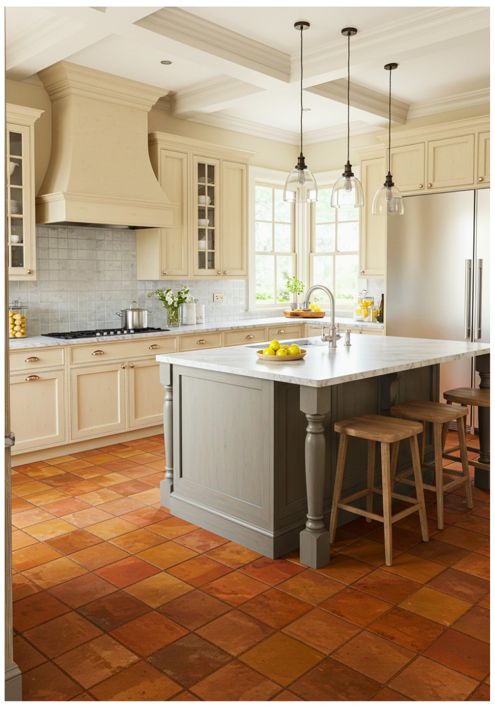 Transitional Terracotta Kitchen Floor