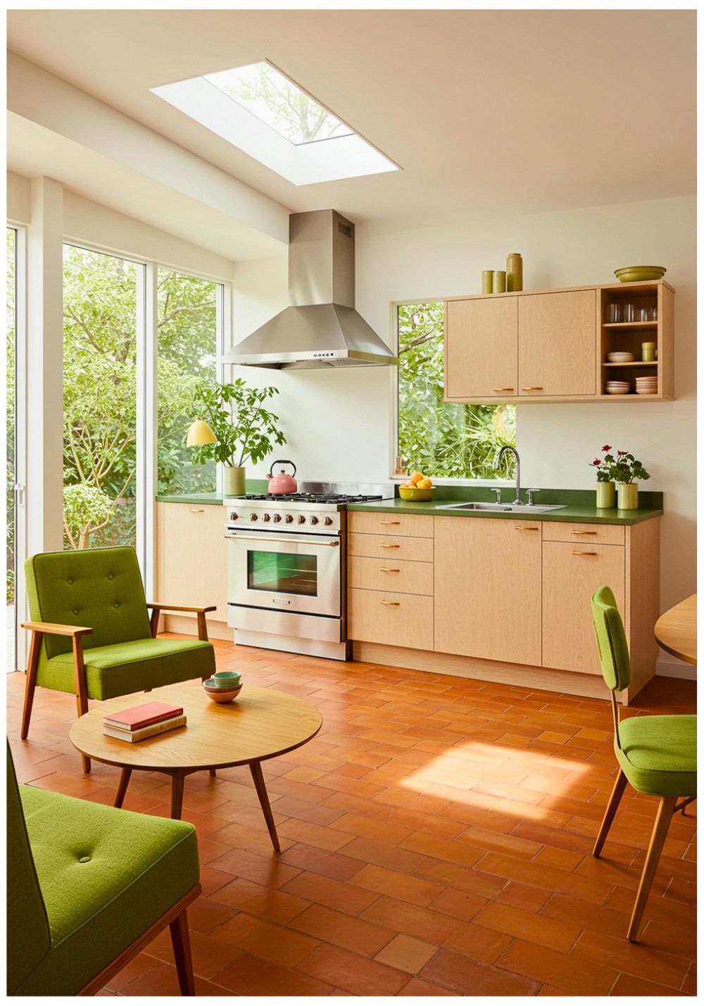 Midcentury Modern Terracotta Kitchen Floor