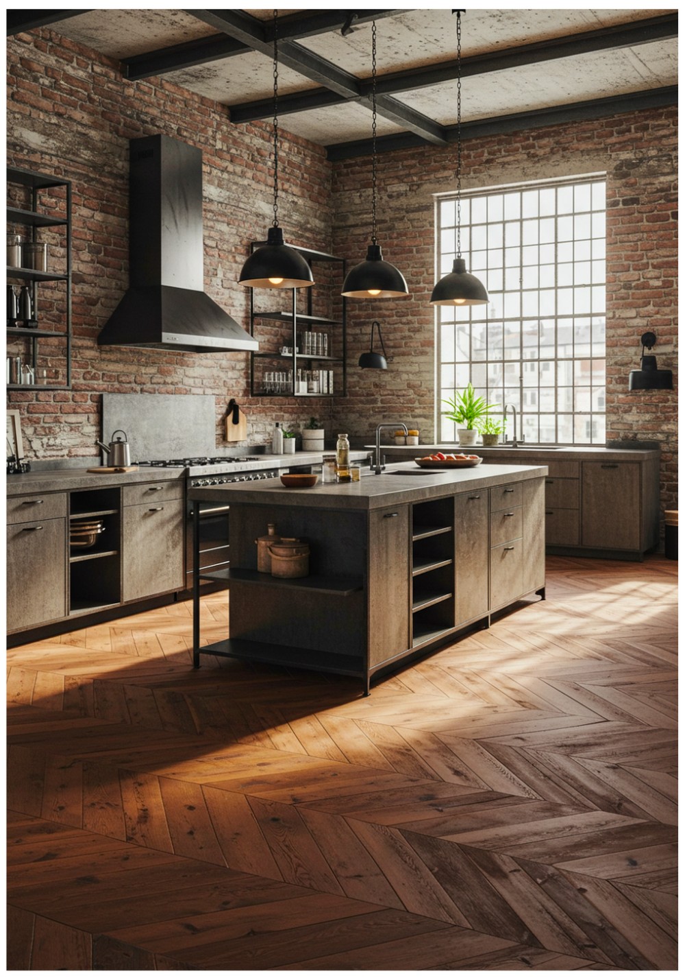 Industrial Terracotta Kitchen Floor