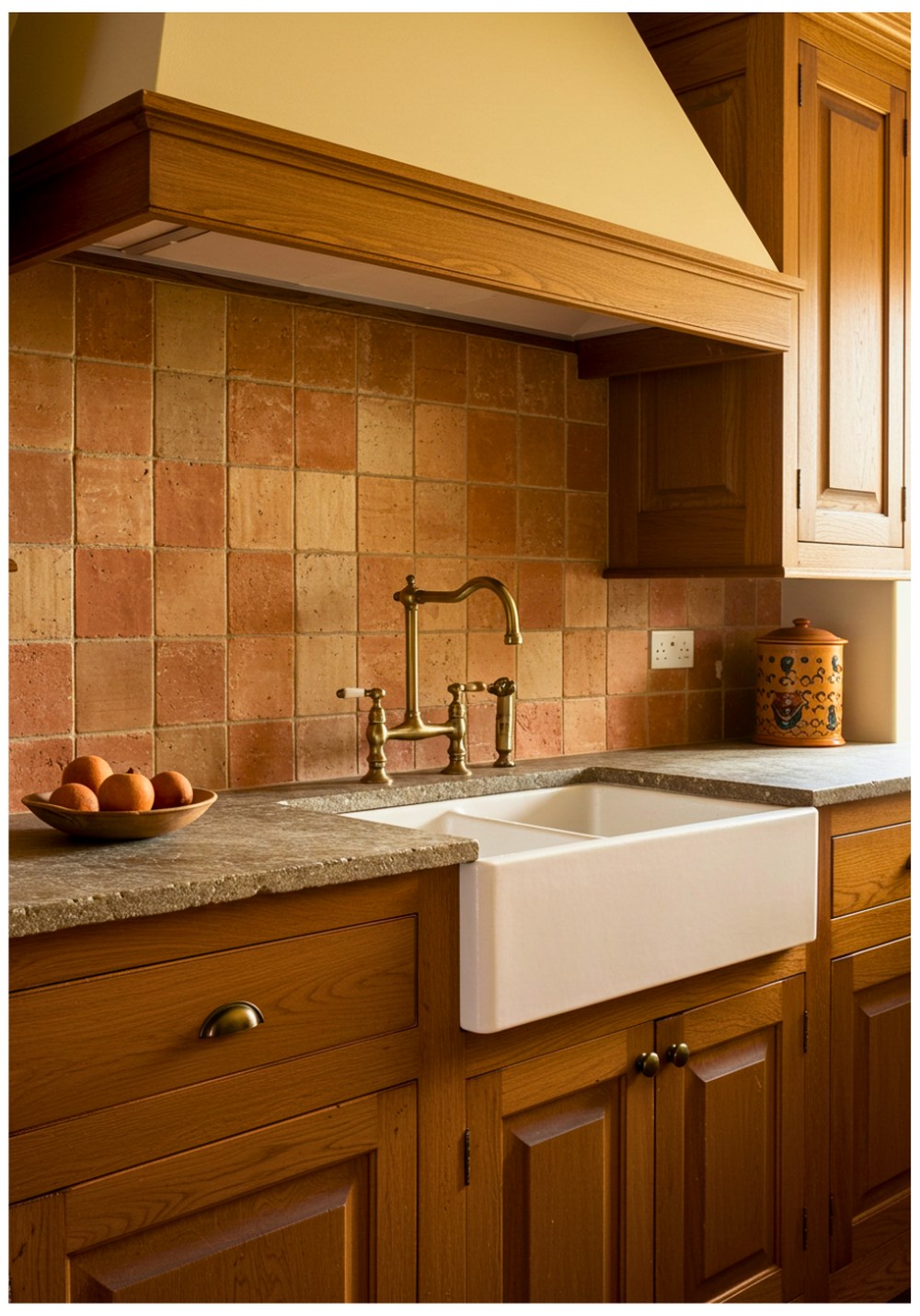 Traditional Terracotta Backsplash Kitchen
