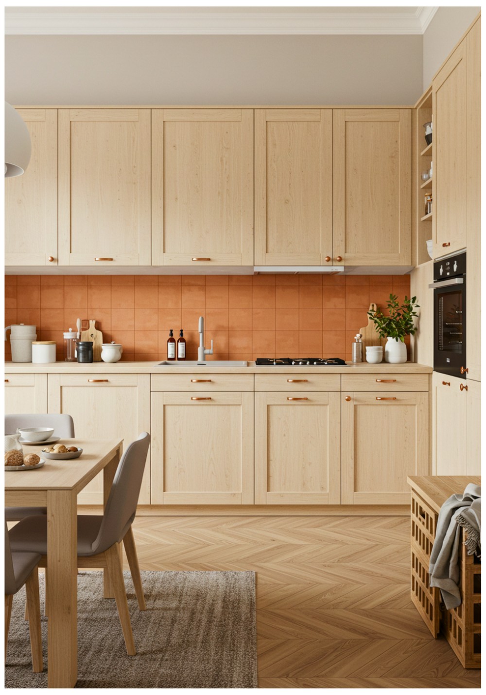Scandinavian Terracotta Backsplash Kitchen