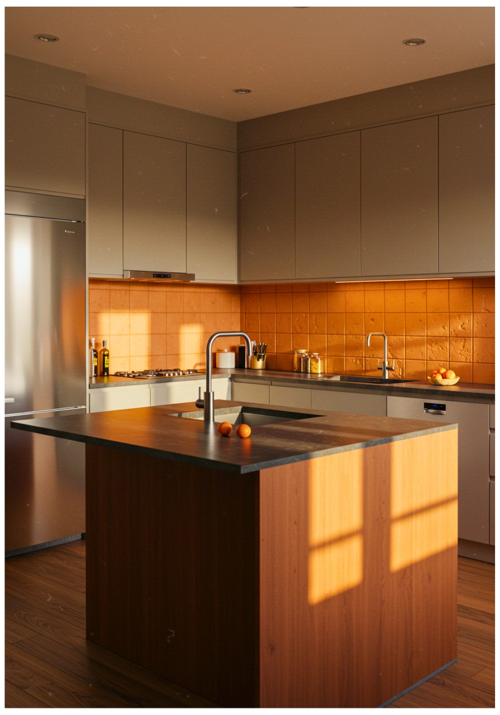 Modern Terracotta Backsplash Kitchen