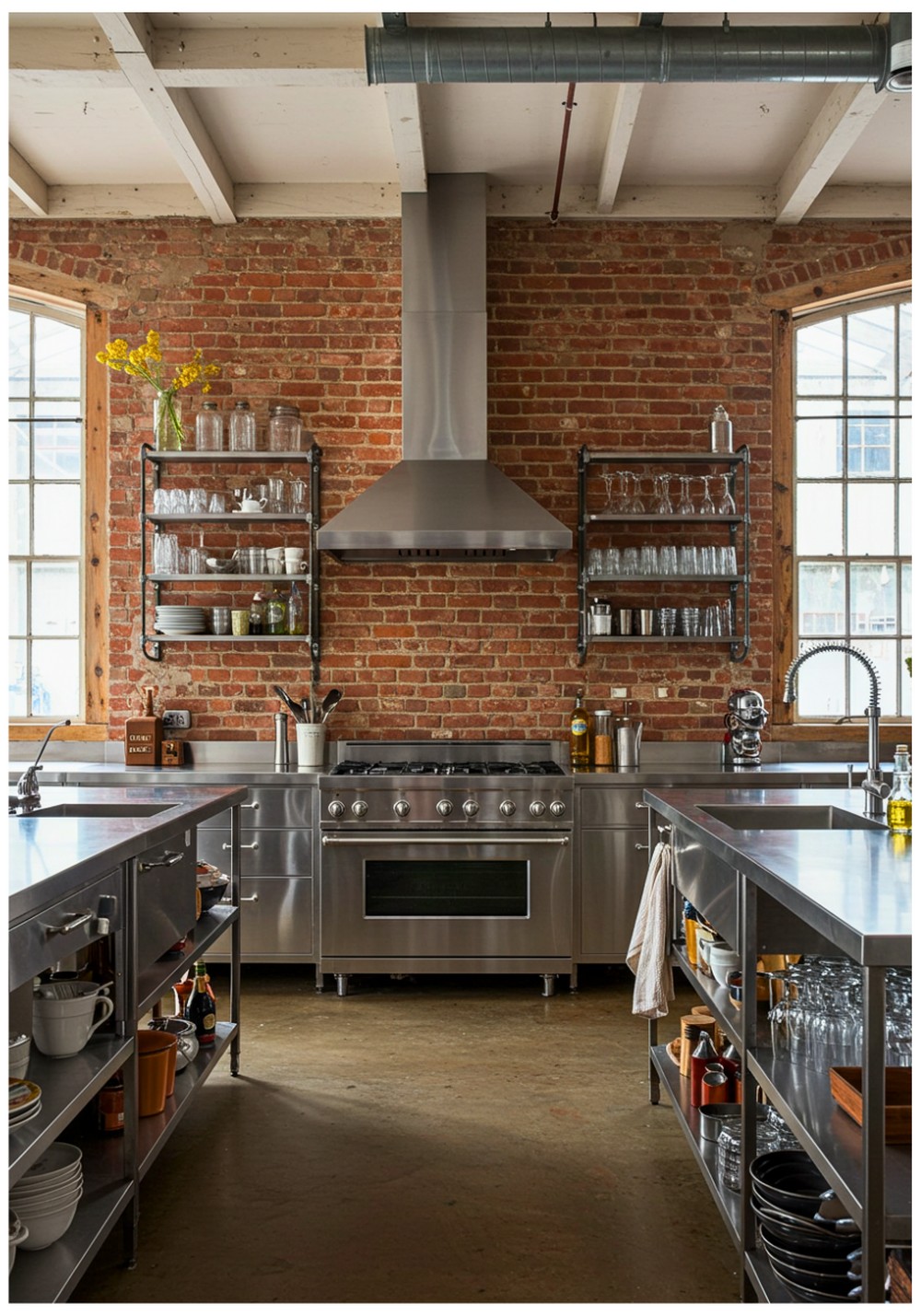 Industrial Terracotta Backsplash Kitchen