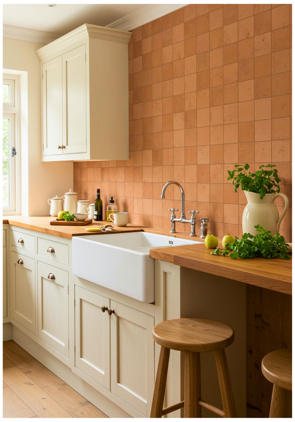 Farmhouse Terracotta Backsplash Kitchen