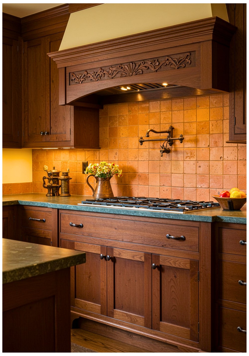 Craftsman Terracotta Backsplash Kitchen