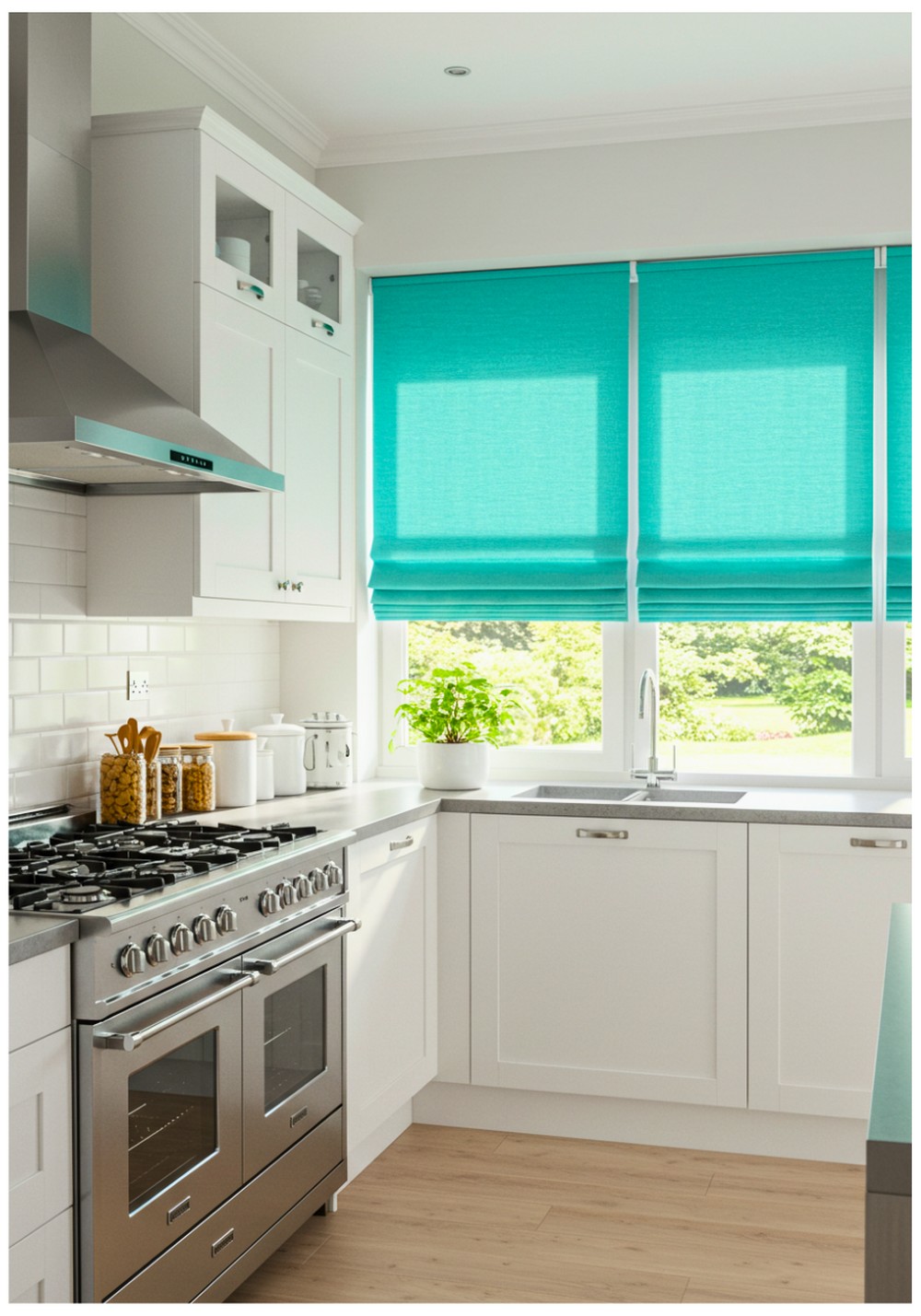 Turquoise Window Treatment Idea