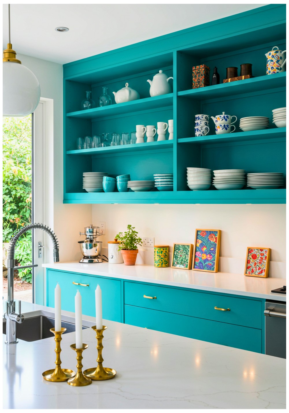 Turquoise Open Shelving Displays