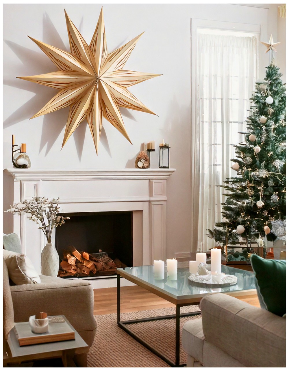 Oversized folded paper star for dramatic wall or ceiling statement
