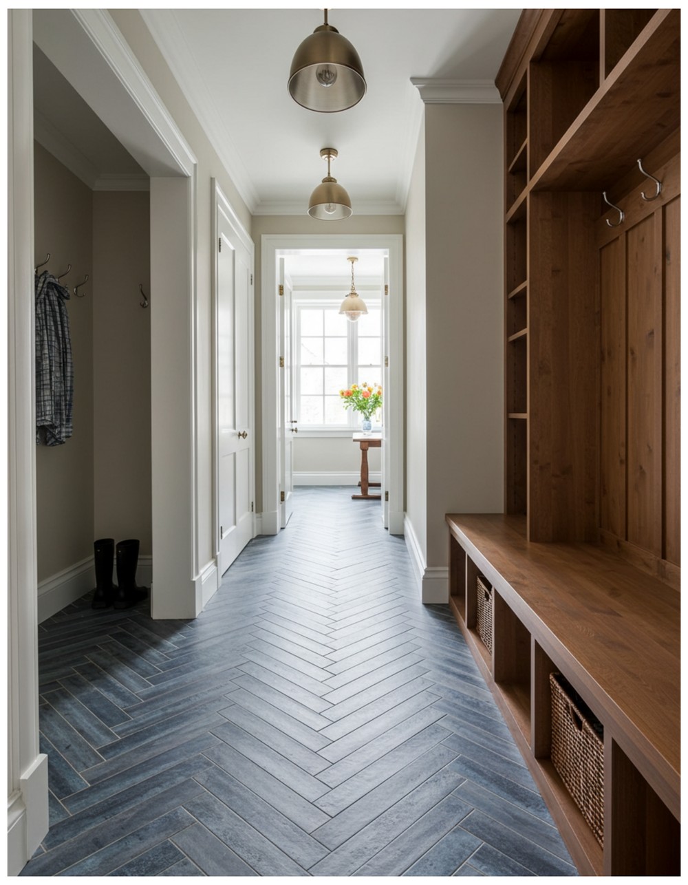 Mudroom Hallway with Vintage Tile Accents