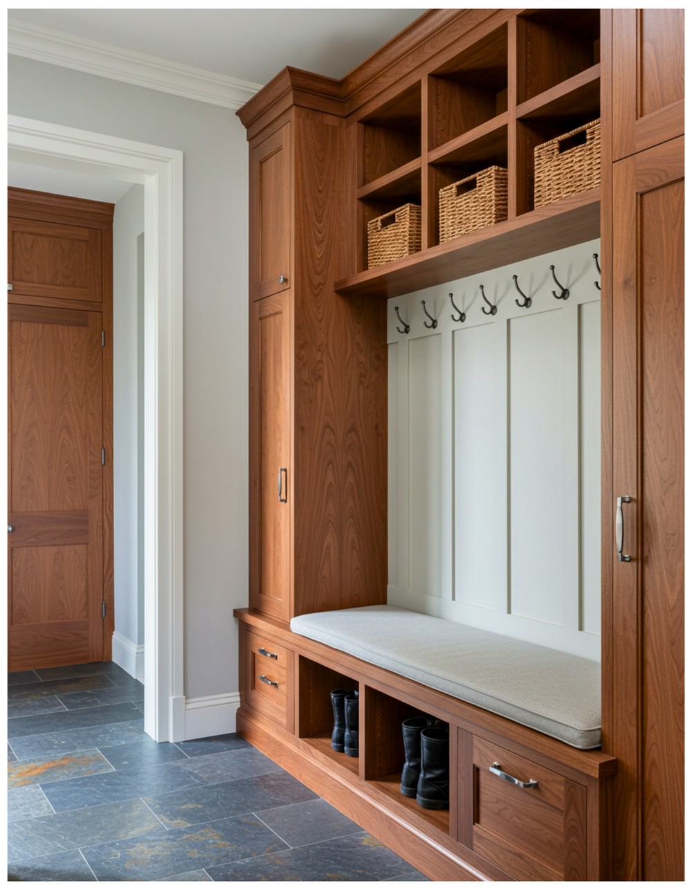 Mudroom Hallway with Custom Cabinetry