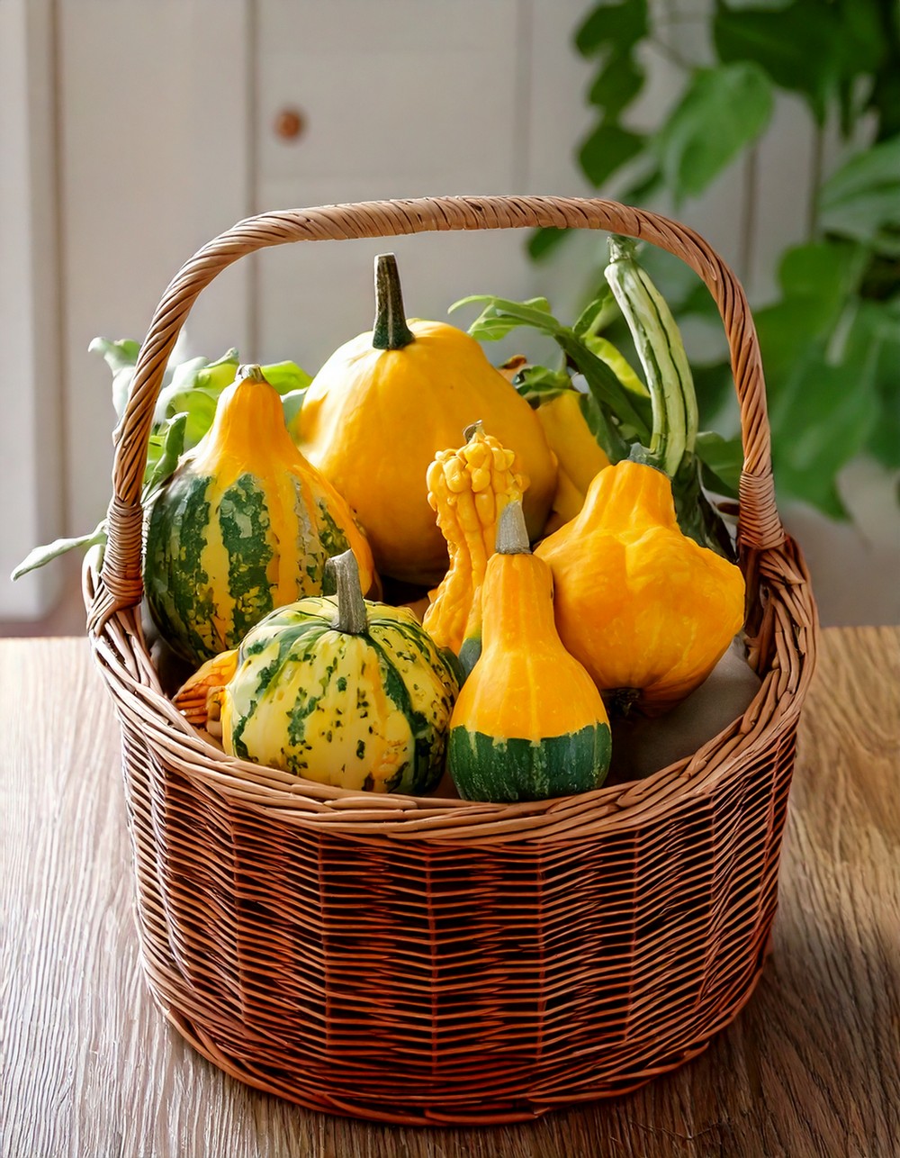 Compact Countertop Basket with Gourds