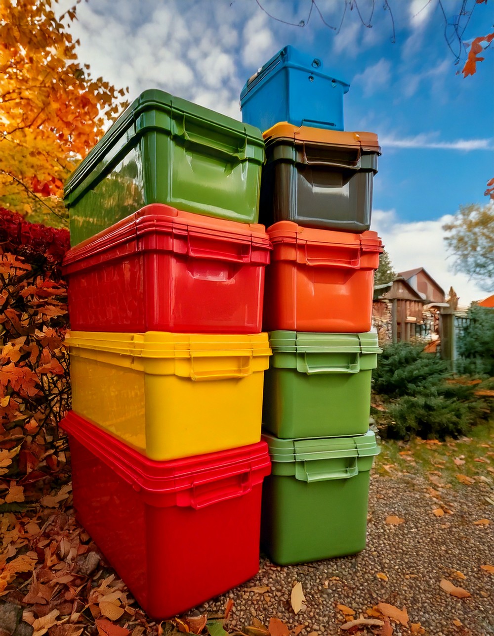 Stackable Storage Bins in Fall Colors