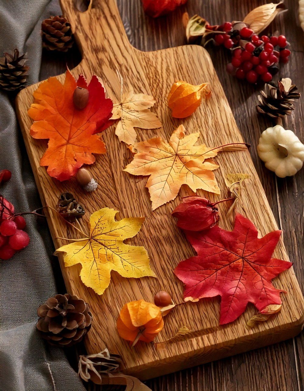 Fall-Themed Cutting Board as Functional Decor