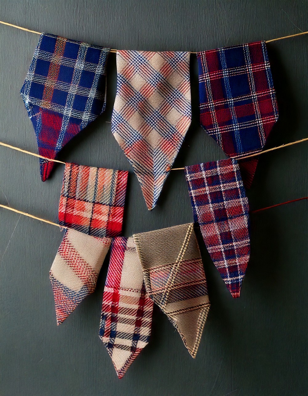 Fabric Scrap Garland in Plaid Patterns