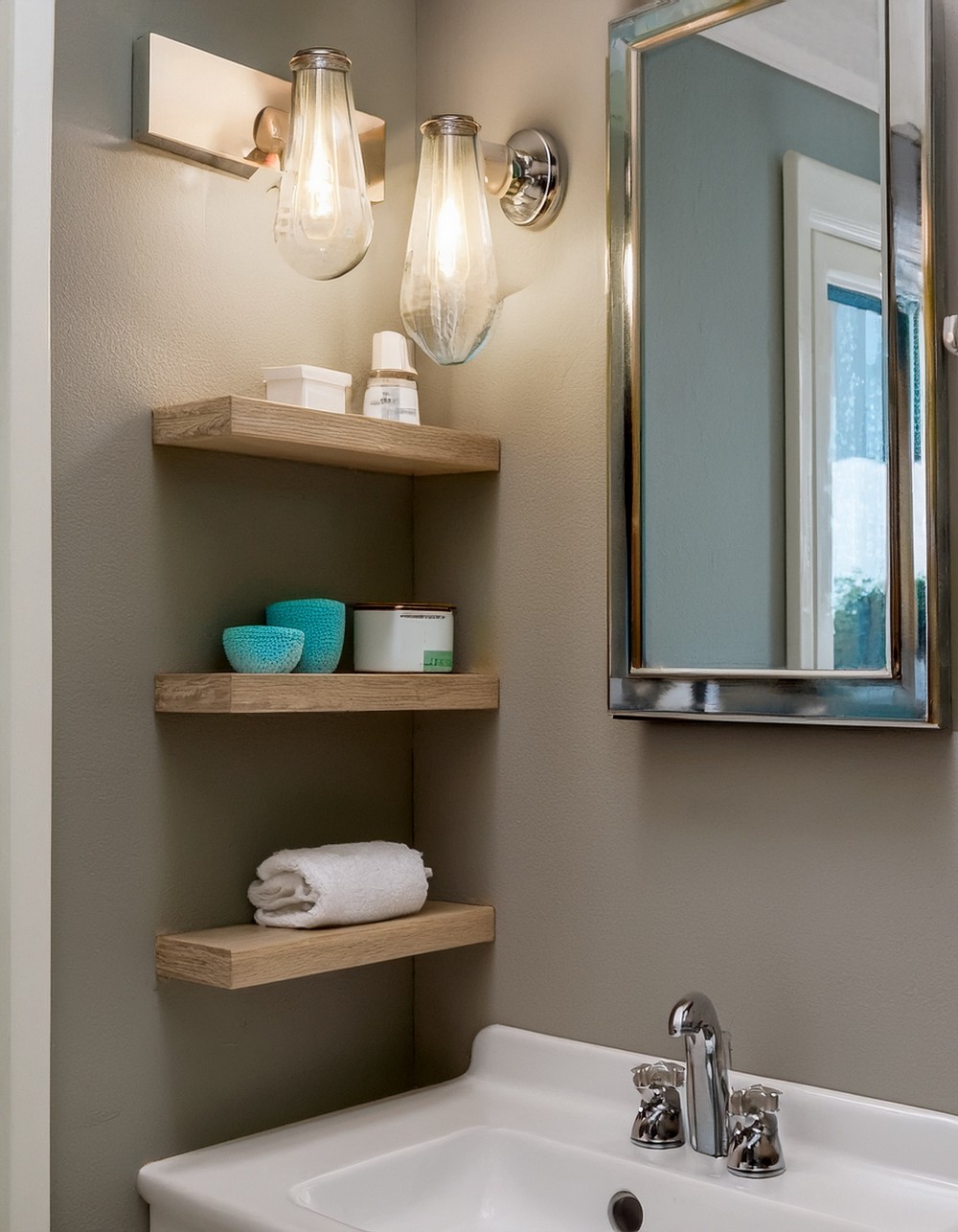 Install floating shelves