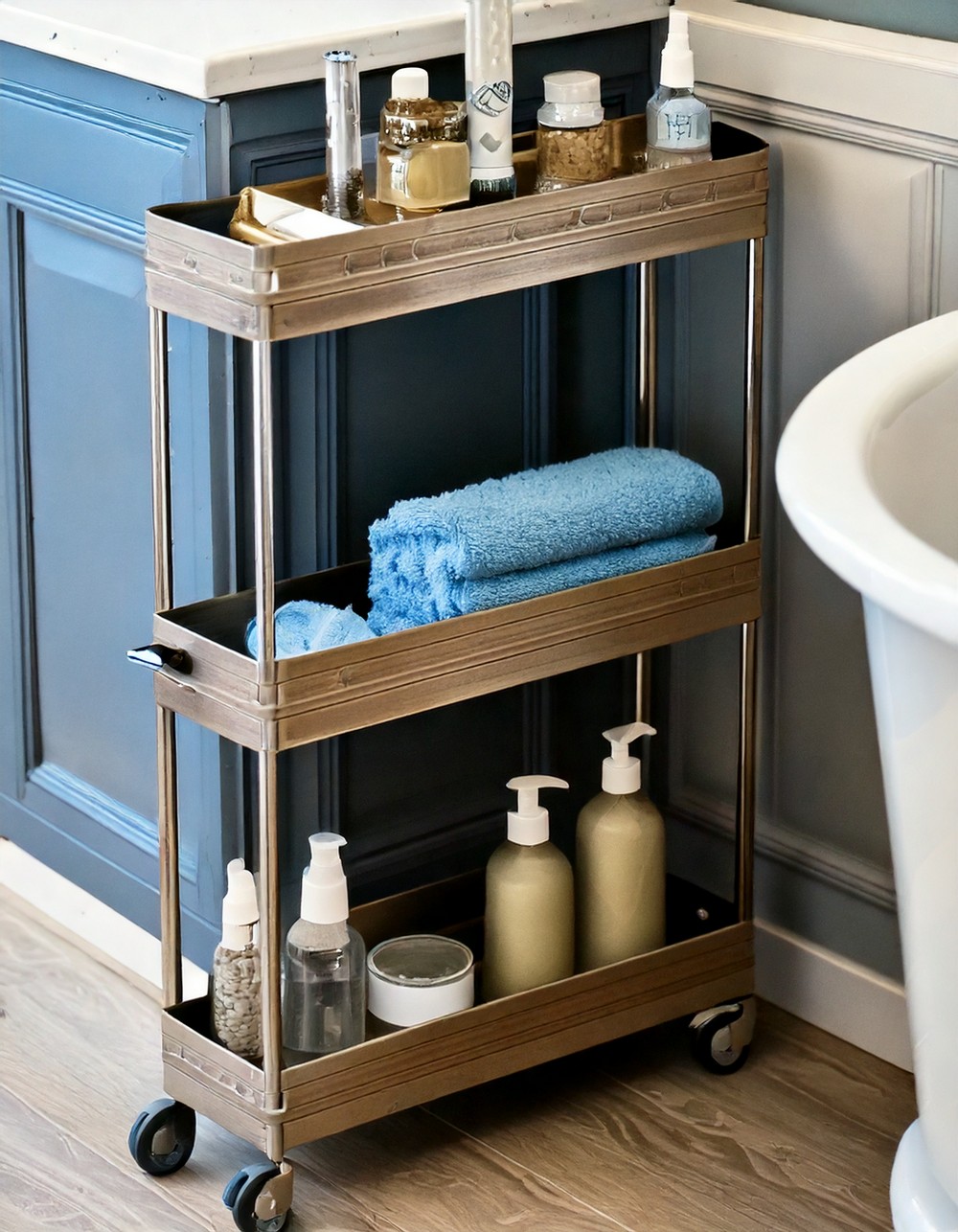 Incorporate a slim storage cart