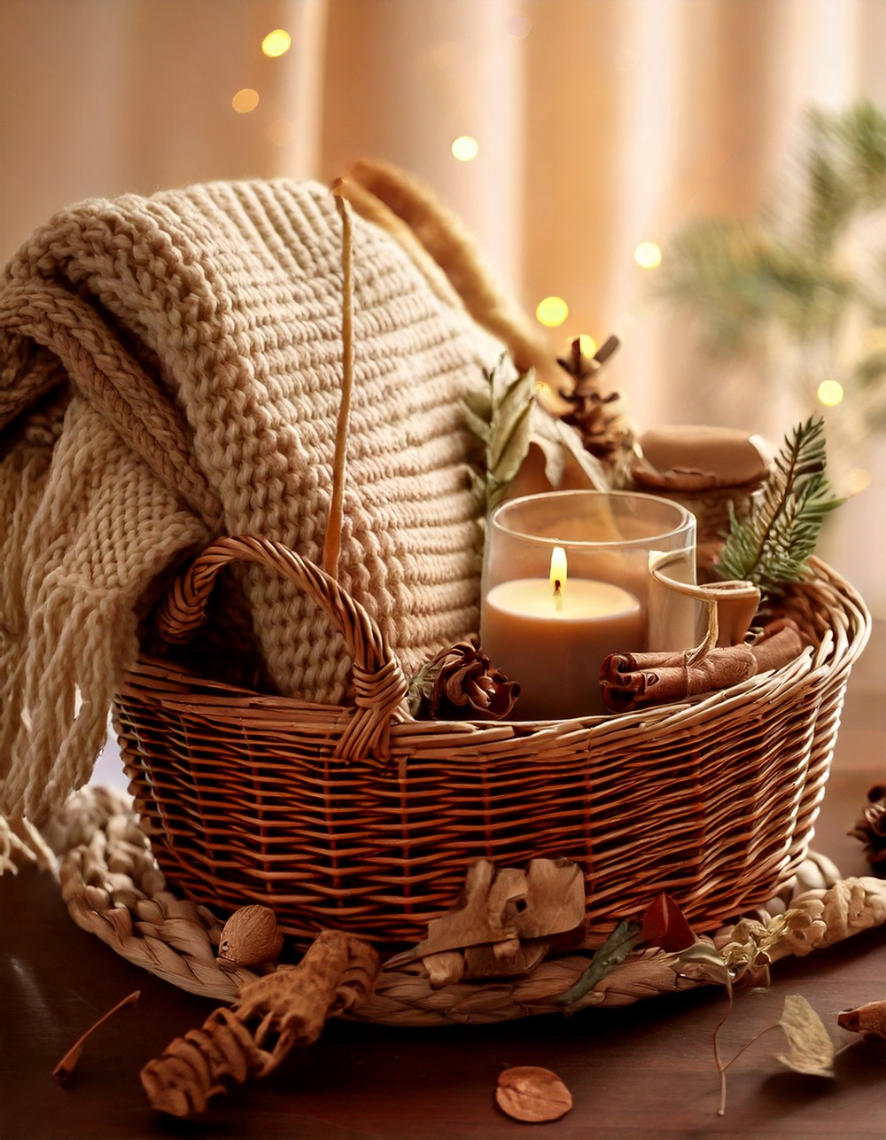 Display a Basket of Cozy Essentials