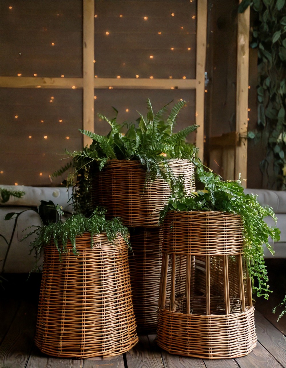 Woven Rattan Basket Planters for Trailing Plants