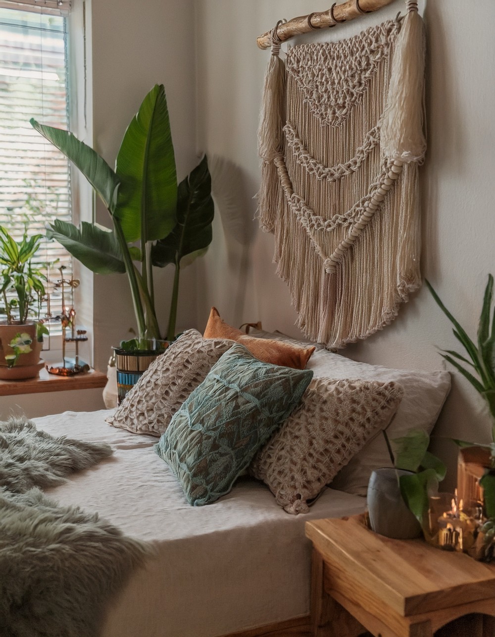 Hang macrame wall art for authentic boho texture