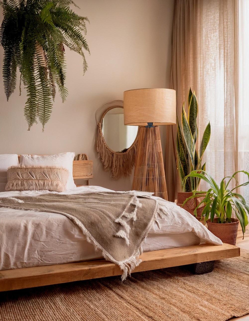 Incorporate potted plants like snake plants and ferns