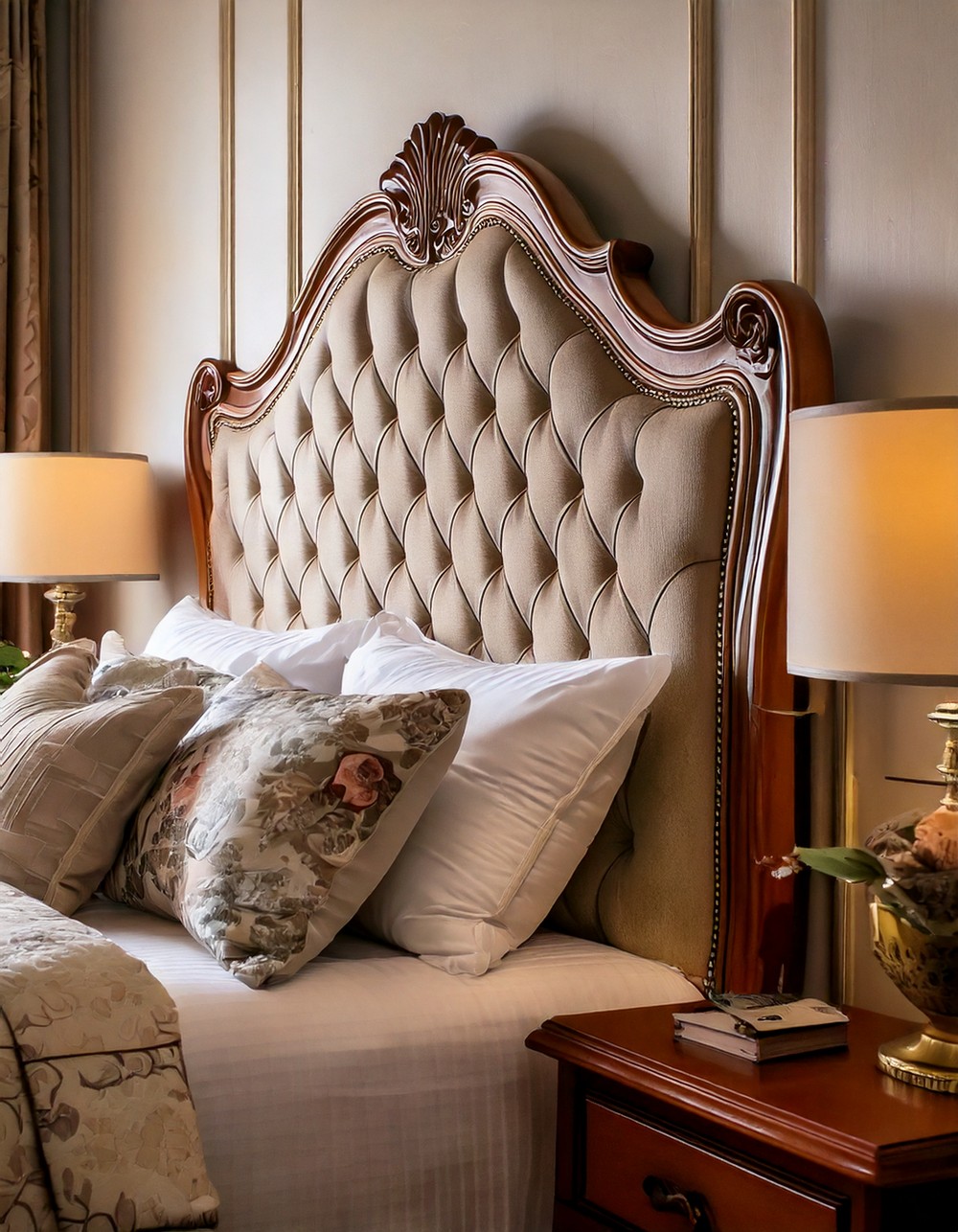 Curved French Provincial Upholstered Headboard