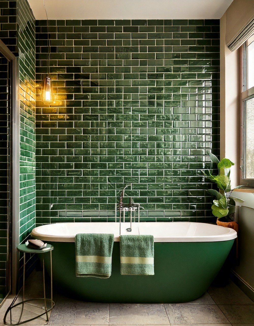 Forest Green Tiled Accent Wall