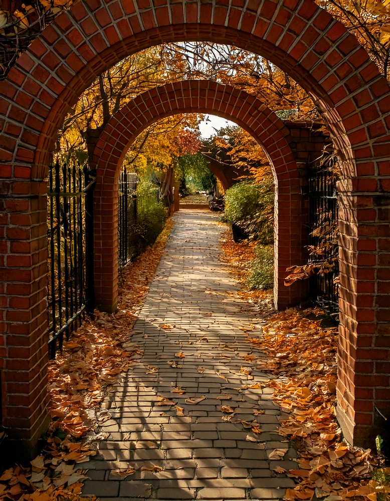 Brick & Greenery Walkway Border