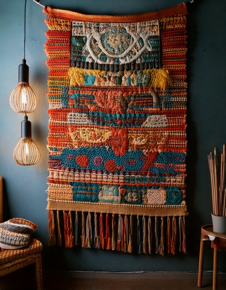 Textile Scrap Wall Hangings