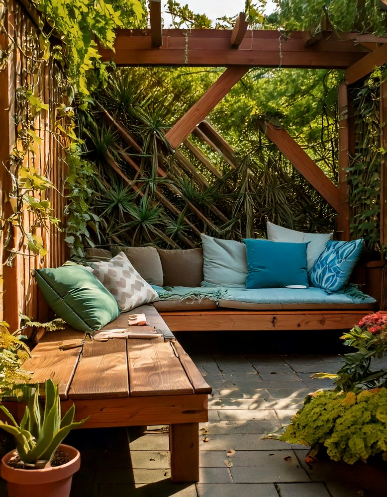 Vine-Covered Pallet Day Beds