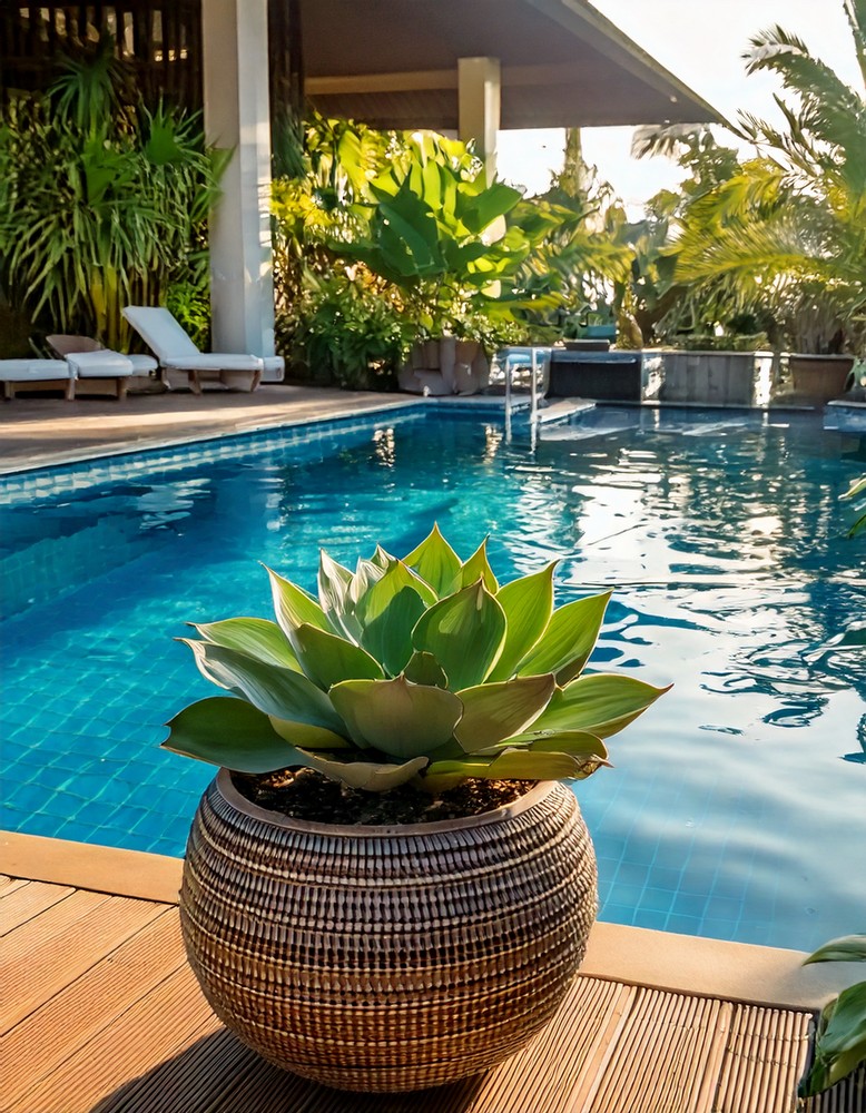 Succulents for Concrete Pool Decor
