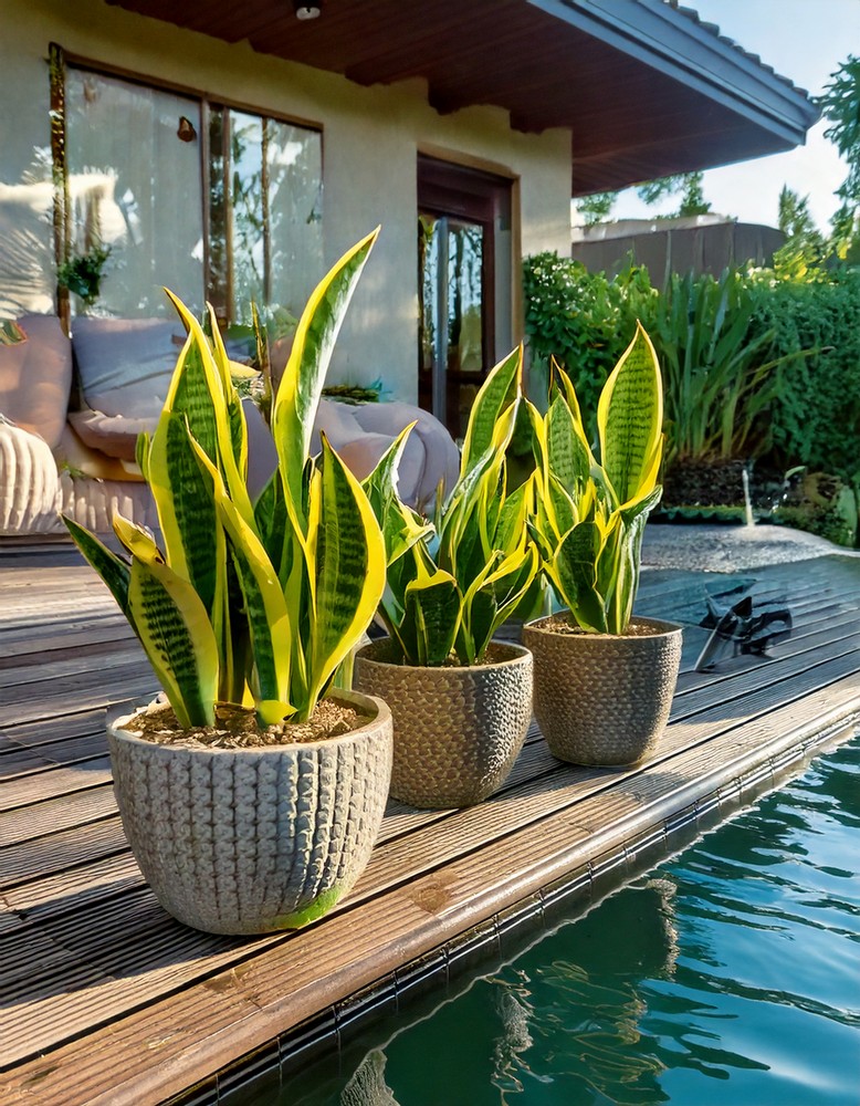 Elegant Snake Plants for Pool