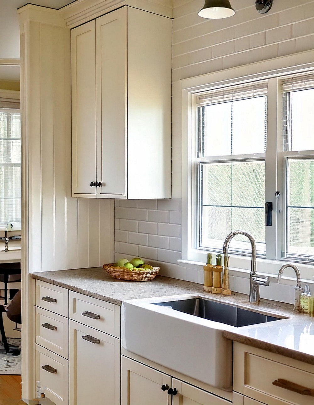 Luxurious Touches: Cream Cabinets with Gold Hardware
