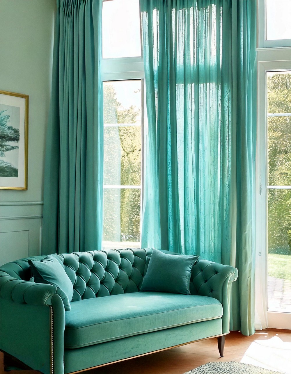 Blue or Green Curtains with Sheers