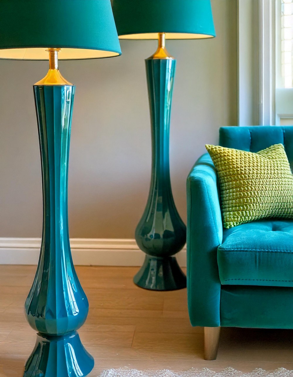 Blue and Green Lampshades