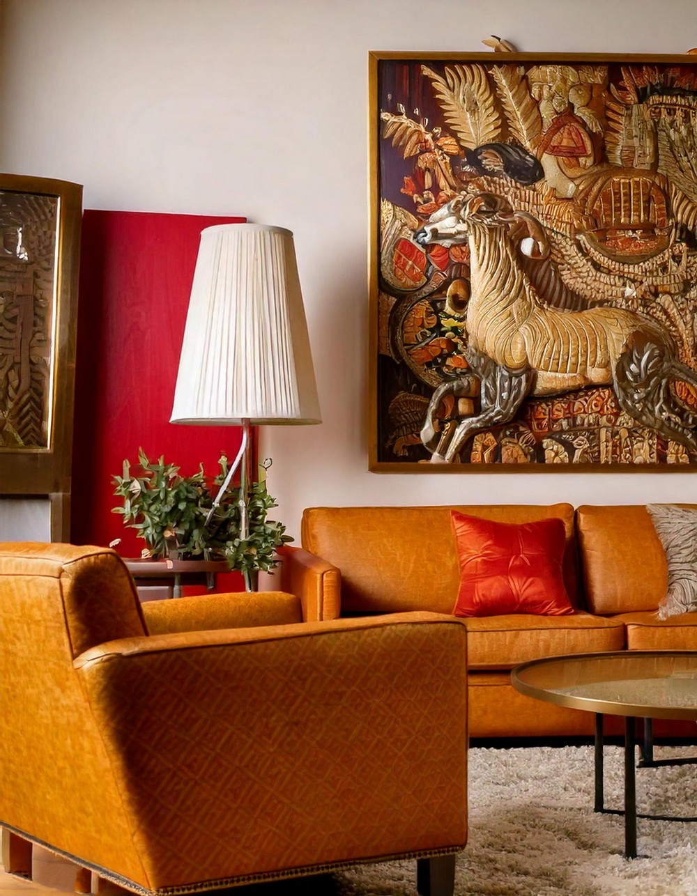 Luxurious Art Deco Living Room with Horse Motif