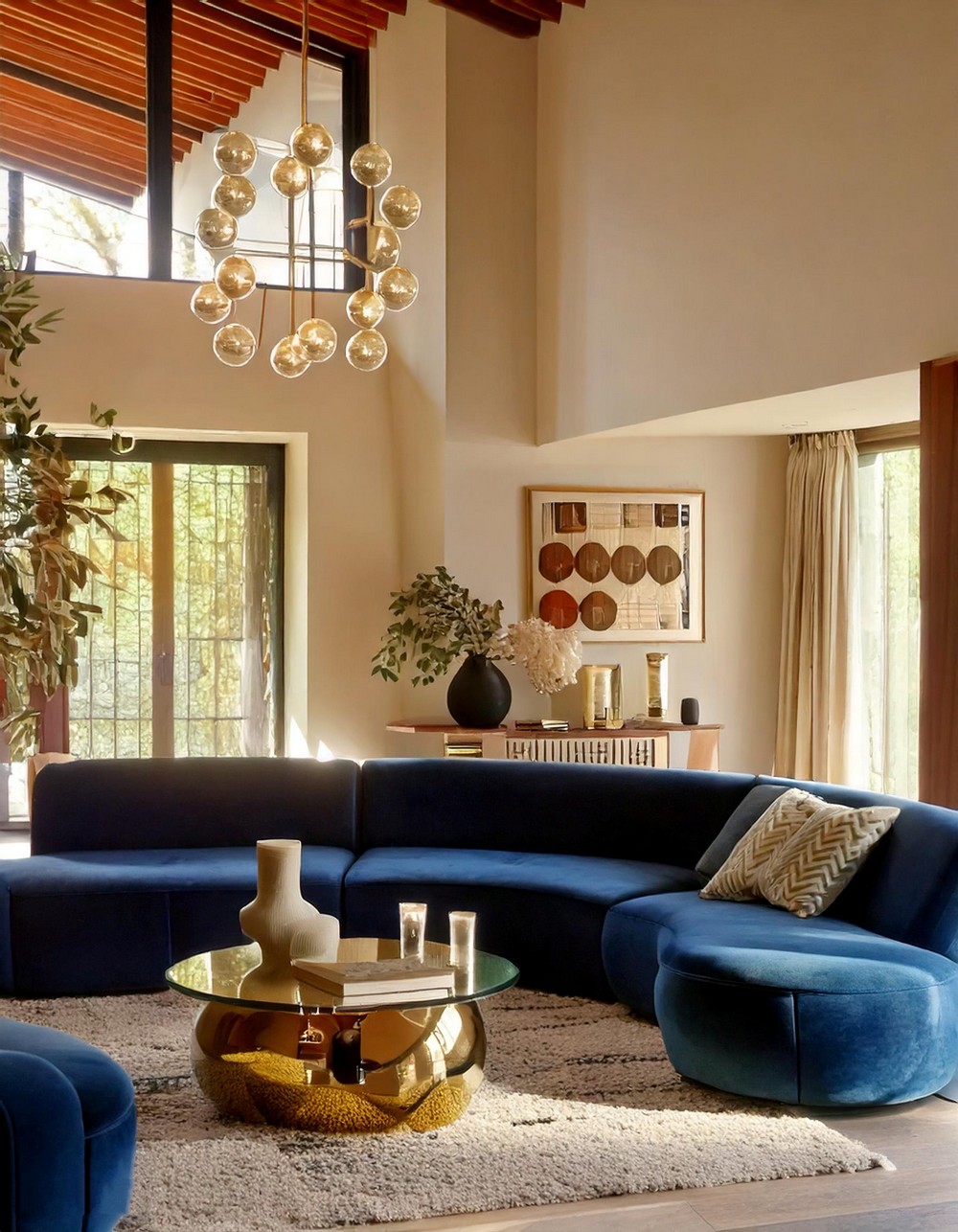 Contemporary Art Deco Living Room with Gold Accents