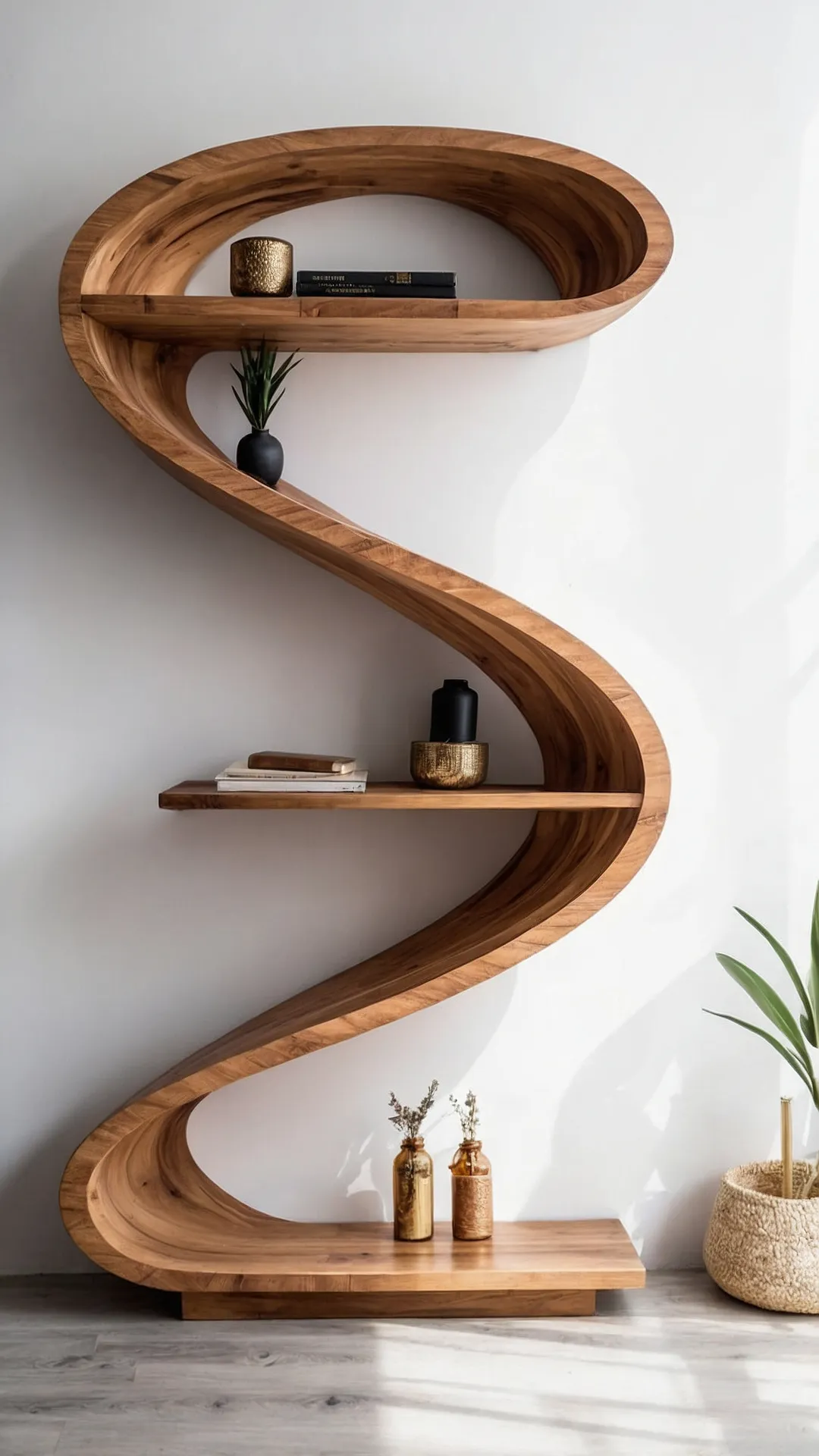 Dynamic Wooden Shelving: Art Meets Function