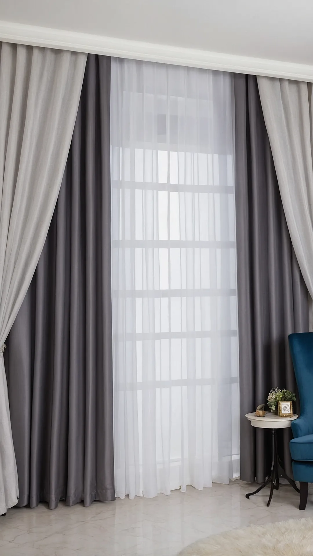 Sleek Grey and White Drapes