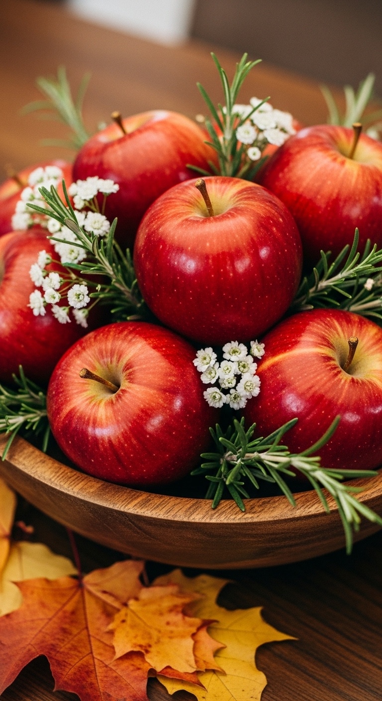 fruit pyramid with shiny apples
