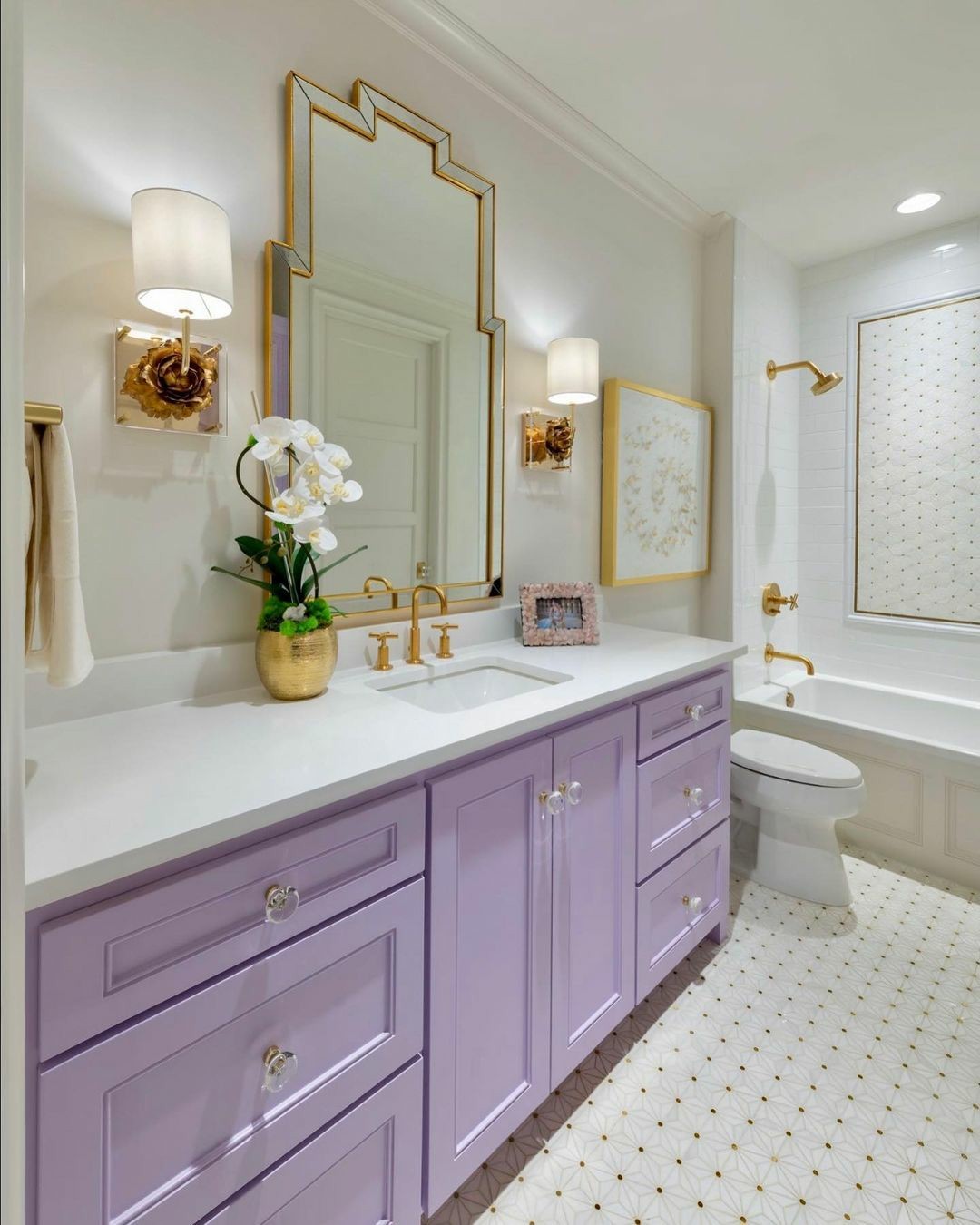 Lavender Vanity Enhanced by Golden Details