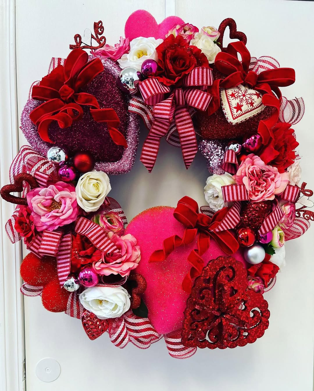 Lush Florals And Glittering Heart Accents