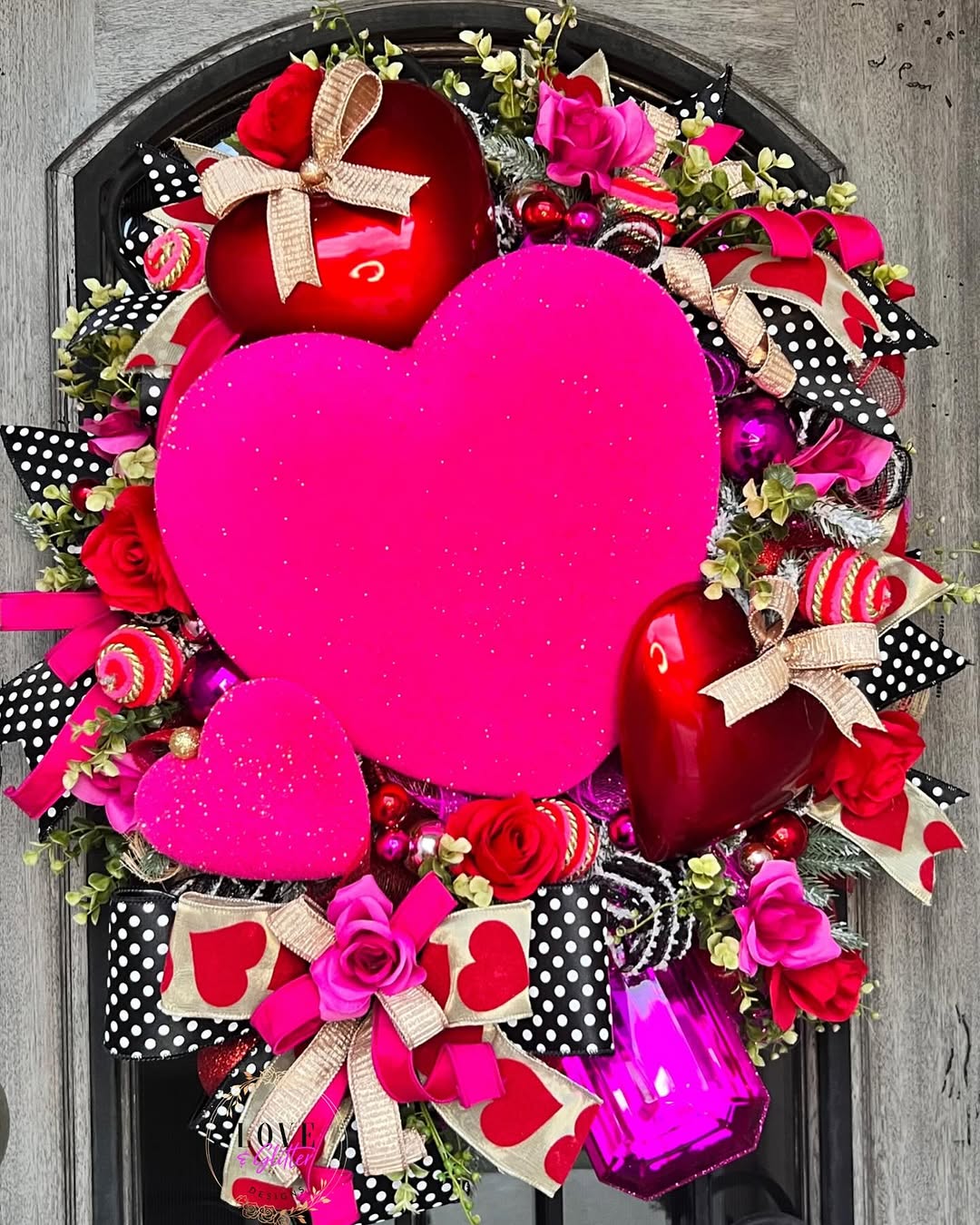 Glittering Hearts With Playful Polka Dots