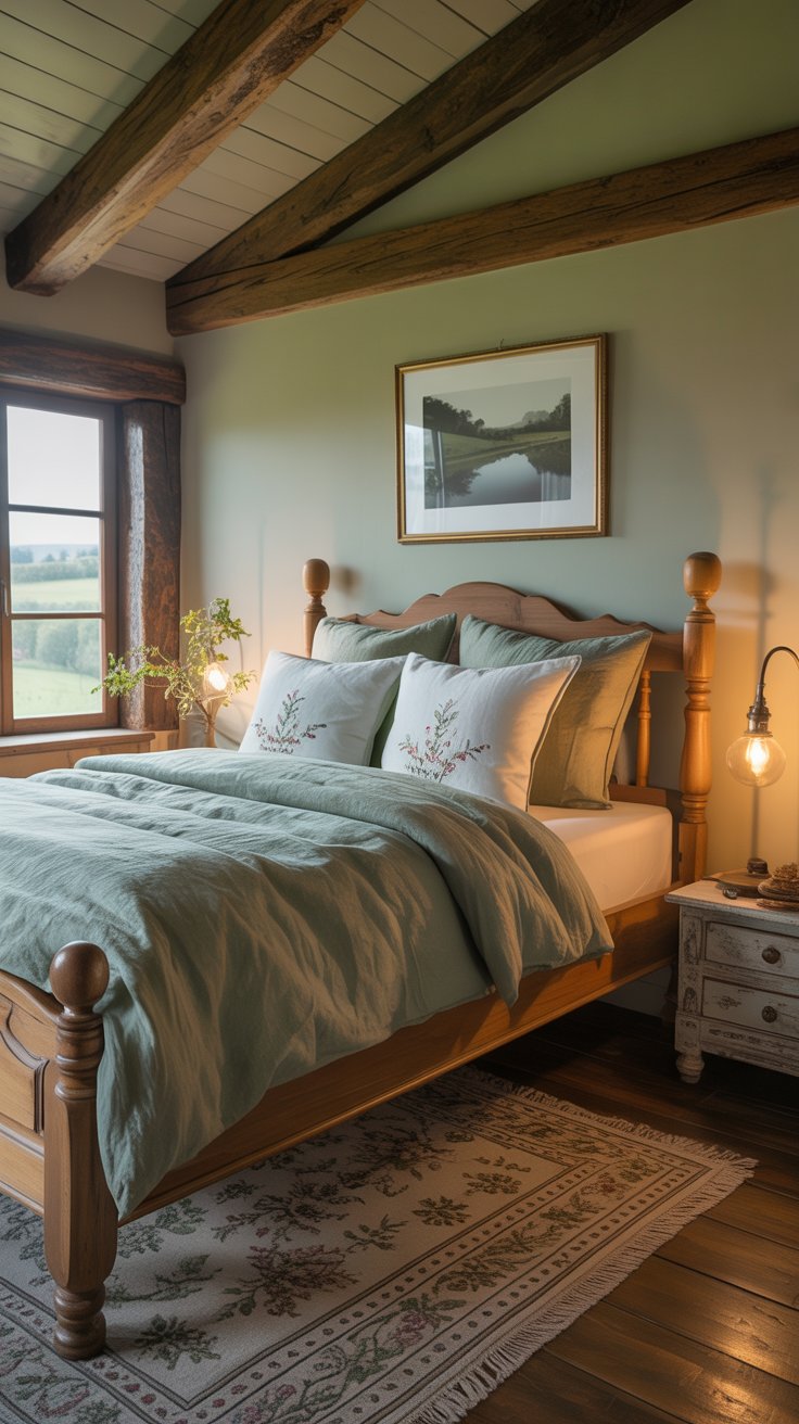 Rustic Bedroom with Exposed Beam Ceilings