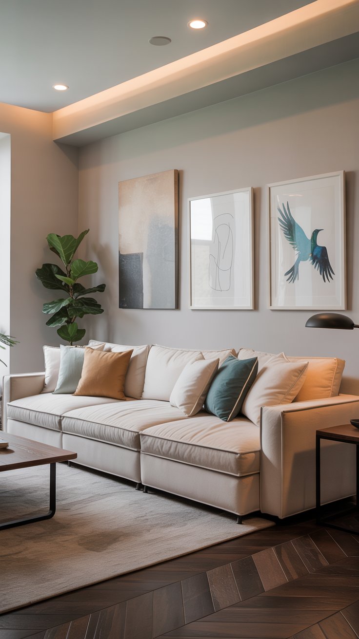 Living room with modern art